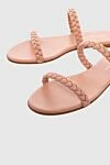 Gianvito Rossi Pink leather flip-flops for women - woven straps. leather. Country of manufacture: Italy. Care: specialized cleaning - photo 5