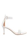 Gianvito Rossi Women's white leather sandals with a strap around the ankle - thin straps. genuine leather. buckle. Country of manufacture: Italy. Care: specialized cleaning - photo 1