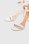 Gianvito Rossi Women's white leather sandals with a strap around the ankle - thin straps. genuine leather. buckle. Country of manufacture: Italy. Care: specialized cleaning - photo 5