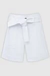 P.A.R.O.S.H. Women's white shorts with belt - Decoration: tie. two pockets. 98% cotton, 2% elastane. zipper, button, belt. Country of manufacture: Italy. Care: specialized cleaning - photo 1