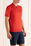 Zilli Cashmere, silk and cotton polo red for men - Diamond pattern. 60% cashmere, 25% silk, 15% cotton. Buttons. Country of manufacture: Italy. Care: specialized cleaning - photo 3