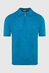 Zilli Men's blue silk and viscose polo - Contrasting trim. 80% silk, 20% viscose. Closure: Zipper. Country of manufacture: Italy. Care: specialized cleaning - photo 1