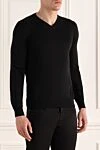 Zilli Cashmere and silk jumper black for men - Neckline. 70% cashmere, 30% silk. Country of manufacture: Italy. Care: specialized cleaning - photo 3