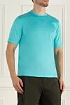 Zilli Blue cotton T-shirt for men - 100% cotton. Country of manufacture: Italy. Care: specialized cleaning - photo 3