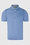 Zilli Cotton, silk and crocodile skin blue polo for men - Crocodile skin inserts. 50% cotton, 50% silk, crocodile skin. Buttons. Country of manufacture: Italy. Care: specialized cleaning - photo 1