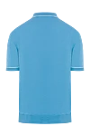 Поло голубое с контрастной отделкой мужское Zilli - Контрастный воротник и манжеты. 80% шёлк, 20% хлопок. Молния. Страна производитель: Франция. Уход: специализированная чистка - фото 6