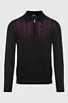 Zilli Long Sleeve Polo in Silk and Cashmere black for men - Contrasting pattern. Long sleeve. 60% cashmere, 40% silk. Closure: Zipper. Country of manufacture: Italy. Care: specialized cleaning - photo 1