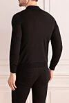 Zilli Long Sleeve Polo in Silk and Cashmere black for men - Contrasting pattern. Long sleeve. 60% cashmere, 40% silk. Closure: Zipper. Country of manufacture: Italy. Care: specialized cleaning - photo 3