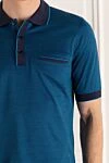 Zilli Polo from cotton blue for men - Contrast collar and cuffs. Contrast chest pocket. 100% cotton. Buttons. Country of manufacture: Italy. Care: specialized cleaning - photo 5