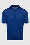 Zilli Polo in silk and crocodile skin blue for men - Textured pattern, crocodile leather inserts. 100% silk, crocodile skin. Closure: Zipper. Country of manufacture: Italy. Care: specialized cleaning - photo 1