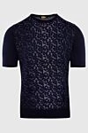 Zilli Short sleeve jumper in silk and cotton blue for men - Contrasting pattern. Short sleeve. 60% silk, 40% cotton. Country of manufacture: Italy. Care: specialized cleaning - photo 1