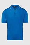 Zilli Polo in silk, viscose and crocodile skin blue for men - Crocodile leather inserts, contrasting lines on the collar and cuffs. 80% silk, 20% viscose, crocodile skin. Closure: Zipper. Country of manufacture: Italy. Care: specialized cleaning - photo 1