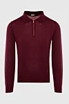 Zilli Long-sleeved polo from silk, cashmere and crocodile leather in burgundy. - Crocodile skin inserts. Long sleeve. 70% cashmere, 30% silk, crocodile skin. Closure: Zipper. Country of manufacture: Italy. Care: specialized cleaning - photo 1