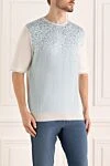 Zilli Short sleeve jumper in silk and cotton white for men - Contrasting pattern. Short sleeve. 60% silk, 40% cotton. Country of manufacture: Italy. Care: specialized cleaning - photo 3