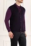 Zilli Men's cashmere and silk vest purple - Neckline, contrasting pattern. 60% cashmere, 40% silk. Country of manufacture: Italy. Care: specialized cleaning - photo 3