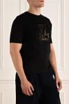 Zilli Black cotton T-shirt for men - logo print. 100% cotton. Country of manufacture: Italy. Care: specialized cleaning - photo 3