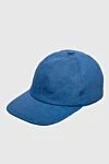 Loro Piana Blue cashmere cap for men - Contrasting logo embroidery. 100% cashmere. Country of manufacture: Italy. Care: specialized cleaning - photo 3