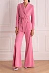 Women's pink polyester and elastane trouser suit D.Exterior - 90% polyester, 10% elastane. buttons, belt. two side pockets. Country of manufacture: Italy. Care: specialized cleaning - photo 2