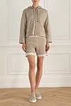 Beige viscose and polyester suit with shorts for women D.Exterior - hood. 63% viscose, 37% polyester. Closure: drawstring, zipper. two side pockets. Country of manufacture: Italy. Care: specialized cleaning - photo 2