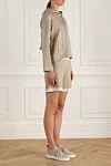 D.Exterior Beige viscose and polyester suit with shorts for women - hood. 63% viscose, 37% polyester. Closure: drawstring, zipper. two side pockets. Country of manufacture: Italy. Care: specialized cleaning - photo 3