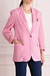 Forte dei Marmi Couture Pink jacket for women - check pattern. 72% cotton, 25% polyester, 3% spandex. Closure: buttons. three.  pocket. Country of manufacture: Italy. Care: specialized cleaning - photo 3