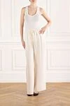 Women's white silk trousers Valentino - 94% silk, 6% elastane. Country of manufacture: Italy. Care: specialized cleaning - photo 2