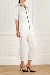 Prada White women's trouser suit made of viscose and elastane - contrast edging, logo. 79% cotton, 21% polyamide. Closure: buttons. Country of manufacture: Italy. Care: specialized cleaning - photo 3