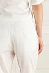 White women's trouser suit made of viscose and elastane Prada - contrast edging, logo. 79% cotton, 21% polyamide. Closure: buttons. Country of manufacture: Italy. Care: specialized cleaning - photo 6