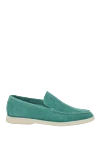 Loro Piana Green nubuck loafers for men - contrasting white sole. 100% nubuck. Country of manufacture: Italy. Care: specialized cleaning - photo 1