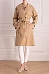 Polyester coat for women beige Peserico - 100% polyester. buttons, belt. two side pockets. Country of manufacture: Italy. Care: specialized cleaning - photo 2