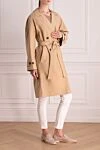 Peserico Polyester coat for women beige - 100% polyester. buttons, belt. two side pockets. Country of manufacture: Italy. Care: specialized cleaning - photo 3