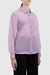 Peserico Women's sheer blouse with pocket purple - Decoration: chest pocket. cotton, silk. buttons. Country of manufacture: Italy. Care: specialized cleaning - photo 3