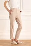 Peserico Beige cotton trousers for women - contrasting stripes. four pockets. 92% cotton, 8% fiber. zipper, button. Country of manufacture: Italy. Care: specialized cleaning - photo 3