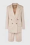 Peserico Beige cotton and viscose suit with shorts for women - 58% cotton, 42% viscose. Closure: buttons. two pockets. Country of manufacture: Italy. Care: specialized cleaning - photo 1