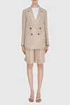 Beige cotton and viscose suit with shorts for women Peserico - 58% cotton, 42% viscose. Closure: buttons. two pockets. Country of manufacture: Italy. Care: specialized cleaning - photo 2