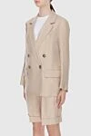 Peserico Beige cotton and viscose suit with shorts for women - 58% cotton, 42% viscose. Closure: buttons. two pockets. Country of manufacture: Italy. Care: specialized cleaning - photo 3