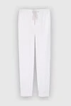 Peserico Women's white pants with tie cuffs - two pockets. 96% viscose, 4% elastane. drawstring. Country of manufacture: Italy. Care: specialized cleaning - photo 1