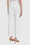 Women's white pants with tie cuffs Peserico - two pockets. 96% viscose, 4% elastane. drawstring. Country of manufacture: Italy. Care: specialized cleaning - photo 4