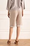 Women's beige long shorts Peserico - four pockets. 94% cotton, 6% elastane. elastic belt with lacing. Country of manufacture: Italy. Care: specialized cleaning - photo 4