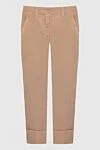 Peserico Women's beige pants with cuffs - turns. four pockets. 98% cotton, 2% elastane. zipper, button. Country of manufacture: Italy. Care: specialized cleaning - photo 1