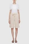 Women's cotton beige shorts with ties Peserico - four pockets. 100% cotton. elastic belt with lacing. Country of manufacture: Italy. Care: specialized cleaning - photo 2