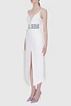 David Koma White dress for women - hidden zipper. silver insert. 52% acrylic, 45% viscose, 3% elastane. Country of manufacture: Italy. Care: specialized cleaning - photo 3