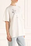 David Koma T-shirt made of polyamide and elastane white for women - Decoration: crystal flower on the front. 74% polyamide, 26% elastane. Country of manufacture: Italy. Care: specialized cleaning - photo 3