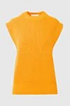 Erika Cavallini Yellow cotton jumper for women - sleeveless, textured knitwear. 100% cotton. Country of manufacture: Italy. Care: specialized cleaning - photo 1