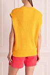 Yellow cotton jumper for women Erika Cavallini - sleeveless, textured knitwear. 100% cotton. Country of manufacture: Italy. Care: specialized cleaning - photo 4