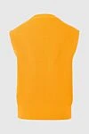 Yellow cotton jumper for women Erika Cavallini - sleeveless, textured knitwear. 100% cotton. Country of manufacture: Italy. Care: specialized cleaning - photo 6