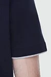Brunello Cucinelli Футболка из хлопка синяя мужская - окантовка на воротнике и рукавах. 100% хлопок. Страна производитель: Италия. Уход: специализированная чистка - фото 5