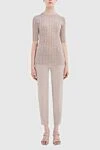 Beige jumper for women Brunello Cucinelli - textured knitwear, short sleeve. 47% polyamide, 45% linen, 8% polyester. Country of manufacture: Italy. Care: specialized cleaning - photo 2