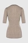 Beige jumper for women Brunello Cucinelli - textured knitwear, short sleeve. 47% polyamide, 45% linen, 8% polyester. Country of manufacture: Italy. Care: specialized cleaning - photo 6