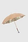 Beige polyester umbrella for women Pasotti - sloth head on the handle.. mechanical clasp. 100% polyester. Country of manufacture: Italy. Care: specialized cleaning - photo 2